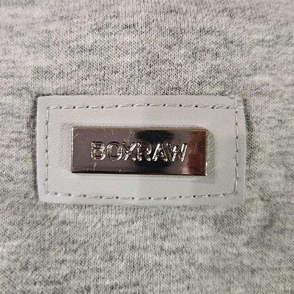 BOXRAW HOODIE Men's Large Grey with Chrome Logo Classic Pullover Streetwear - Picture 6 of 11